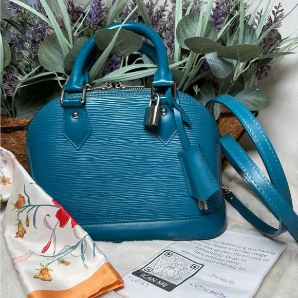 Louis Vuitton Alma BB teal/turquoise epi leather - Picture 1 of 12
